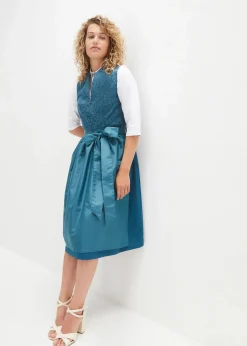 bonprix Bekleidung·Pullover & Strickjacken|Kleider^Dirndl mit Jacquardmuster und Schürze in Midilänge (2-tlg.Set) blaupetrol/mattpetrol