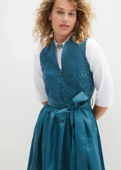 bonprix Bekleidung·Pullover & Strickjacken|Kleider^Dirndl mit Jacquardmuster und Schürze in Midilänge (2-tlg.Set) blaupetrol/mattpetrol
