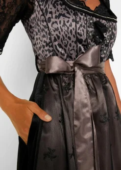 bonprix Kleider|Kurzgrößen^Dirndl mit Leomuster schwarzbedruckt