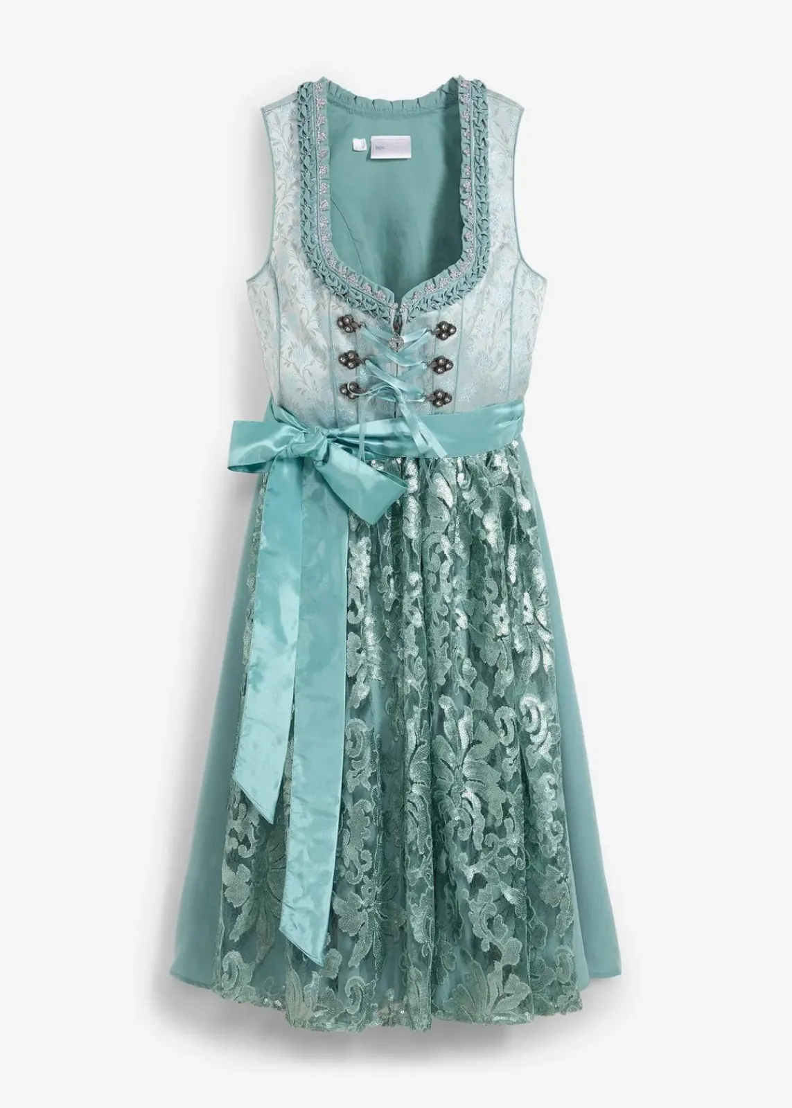 bonprix Kleider|Bekleidung·Pullover & Strickjacken^Dirndl mit Pailletten Schürze (2-tlg.Set) mineralblau