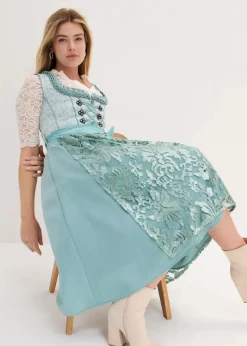 bonprix Kleider|Bekleidung·Pullover & Strickjacken^Dirndl mit Pailletten Schürze (2-tlg.Set) mineralblau