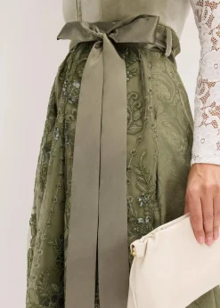 bonprix Bekleidung·Pullover & Strickjacken|Kleider^Dirndl mit Pailletten Schürze (2-tlg.Set) moosgrün/champagner