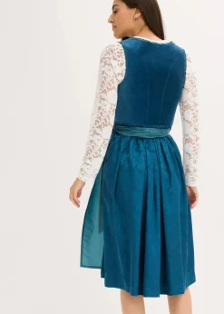 bonprix Bekleidung·Pullover & Strickjacken|Kleider^Dirndl mit Samt in Midilänge (2-tlg.Set) ozeanblau