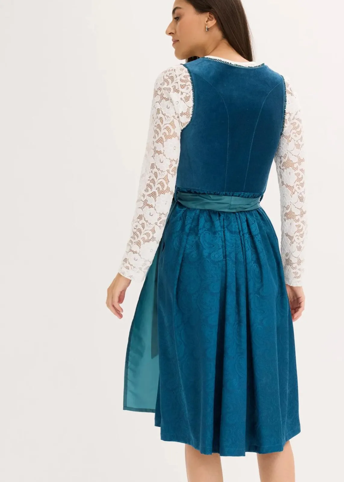 bonprix Bekleidung·Pullover & Strickjacken|Kleider^Dirndl mit Samt in Midilänge (2-tlg.Set) ozeanblau