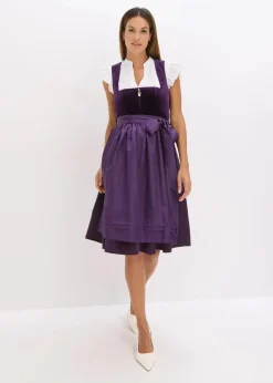 bonprix Bekleidung·Pullover & Strickjacken|Kleider^Dirndl mit Samt in Midilänge (2-tlg.Set) dunkellila
