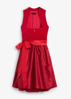 bonprix Kleider|Bekleidung·Pullover & Strickjacken^Dirndl mit Samt-Mieder und Satin-Schürze (2-tlg.Set) abendrot/rot