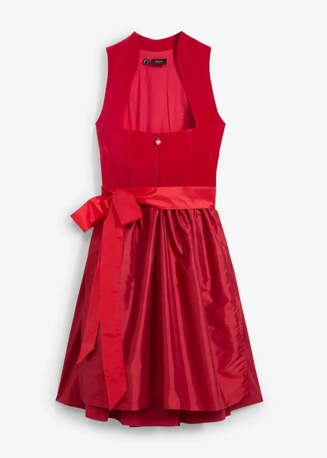bonprix Kleider|Bekleidung·Pullover & Strickjacken^Dirndl mit Samt-Mieder und Satin-Schürze (2-tlg.Set) abendrot/rot