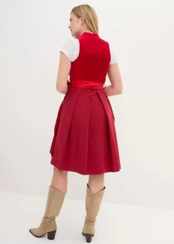 bonprix Kleider|Bekleidung·Pullover & Strickjacken^Dirndl mit Samt-Mieder und Satin-Schürze (2-tlg.Set) abendrot/rot