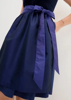bonprix Kleider|Bekleidung·Pullover & Strickjacken^Dirndl mit Samt-Mieder und Satin-Schürze (2-tlg.Set) dunkelblau/mitternachtsblau