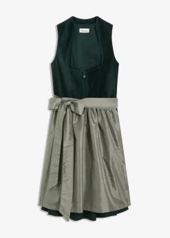 bonprix Bekleidung·Pullover & Strickjacken|Kleider^Dirndl mit Samt-Mieder und Satin-Schürze (2-tlg.Set) dunkeloliv/oliv