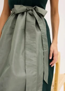 bonprix Bekleidung·Pullover & Strickjacken|Kleider^Dirndl mit Samt-Mieder und Satin-Schürze (2-tlg.Set) dunkeloliv/oliv