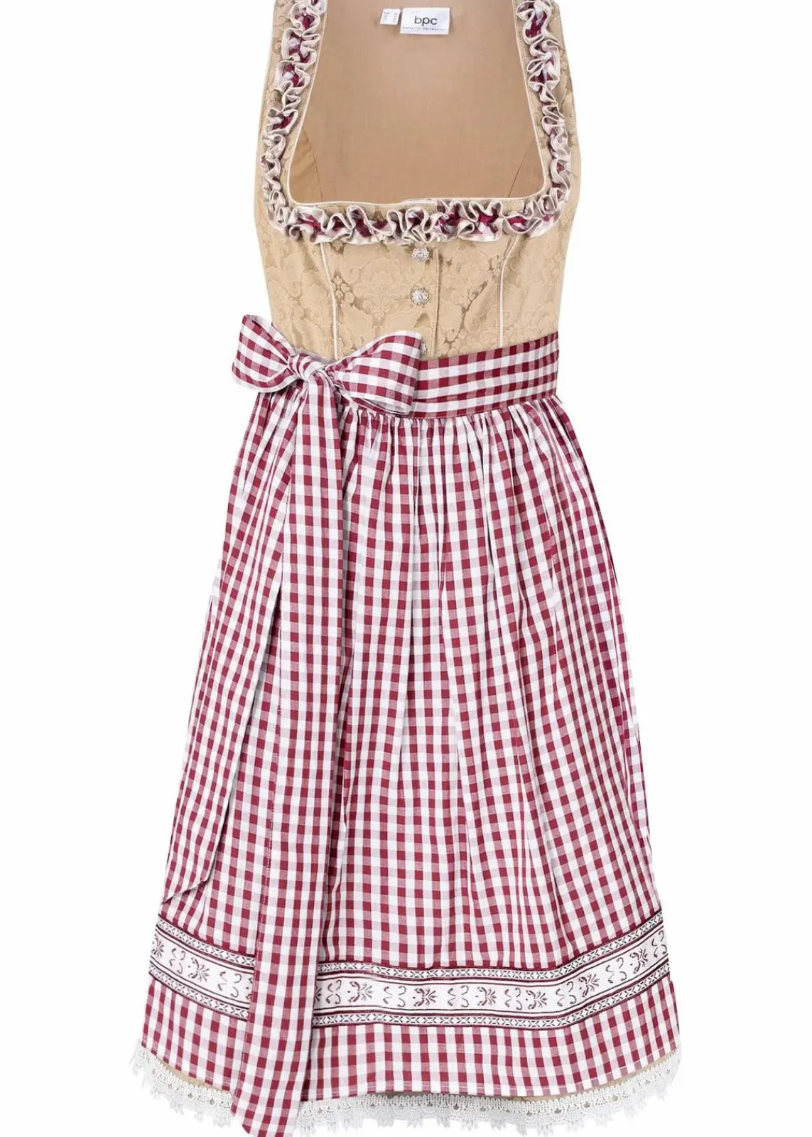 bonprix Bekleidung·Pullover & Strickjacken|Kleider^Dirndl mit Schürze, knieumspielend (2-tlg. Set) new beige gemustert