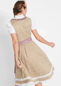 bonprix Bekleidung·Pullover & Strickjacken|Kleider^Dirndl mit Schürze, knieumspielend (2-tlg. Set) new beige gemustert