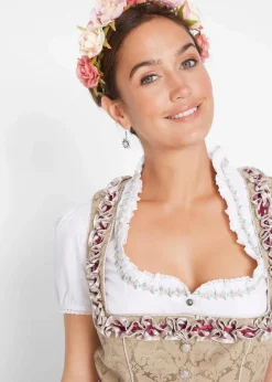 bonprix Bekleidung·Pullover & Strickjacken|Kleider^Dirndl mit Schürze, knieumspielend (2-tlg. Set) new beige gemustert