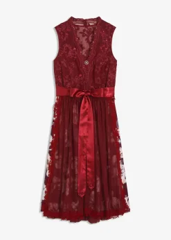 bonprix Kleider^Dirndl mit Stickerei und Samtrock (2-tlg.Set) rubinrot geblümt