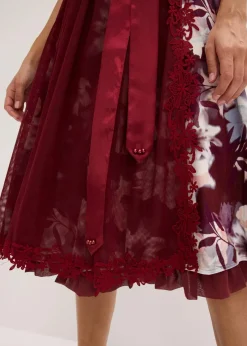 bonprix Kleider^Dirndl mit Stickerei und Samtrock (2-tlg.Set) rubinrot geblümt