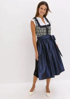 bonprix Bekleidung·Pullover & Strickjacken|Kleider^Dirndl und Schürze (2-tlg.Set) dunkelblau/weiß