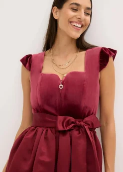 bonprix Bekleidung·Pullover & Strickjacken|Kleider^Dirndl und Schürze (2-tlg.Set) dunkelbeere/rubinrot