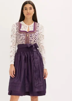 bonprix Bekleidung·Pullover & Strickjacken|Kleider^Dirndl und Schürze (2-tlg.Set) dunkellila/kieselbeige