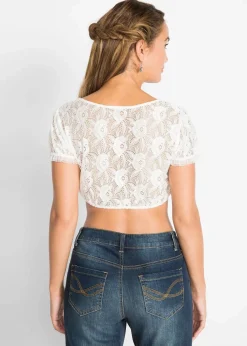 bonprix Bekleidung·Jacken & Mäntel|Blusen & Tuniken^Dirndlbluse aus Spitze weiß
