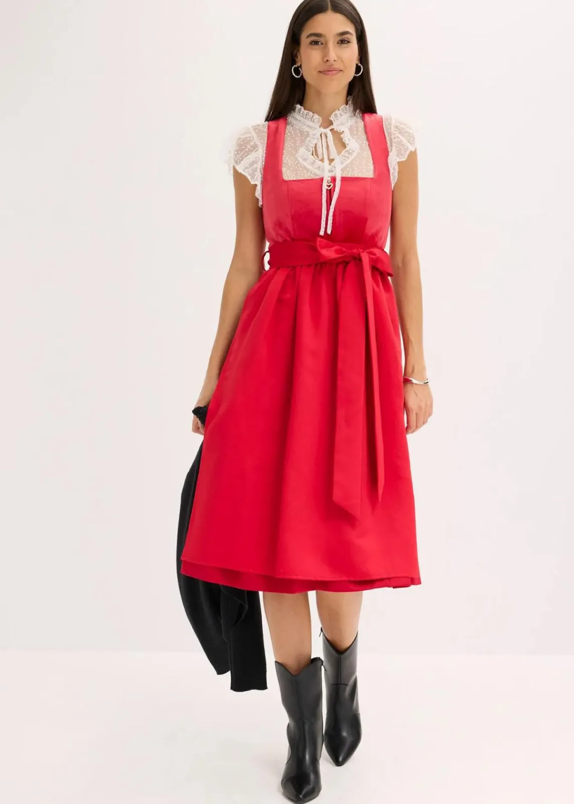 bonprix Bekleidung·Jacken & Mäntel|Blusen & Tuniken^Dirndlbluse aus zartem Tüll mit Punktemuster weiß