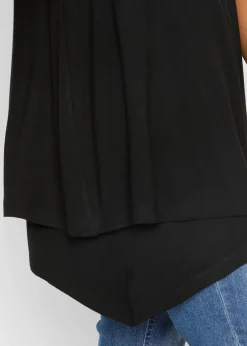 bonprix Nachhaltigere Materialien|Shirts & Tops^Doppellagiges Long-Top aus Viskose-Mix schwarz