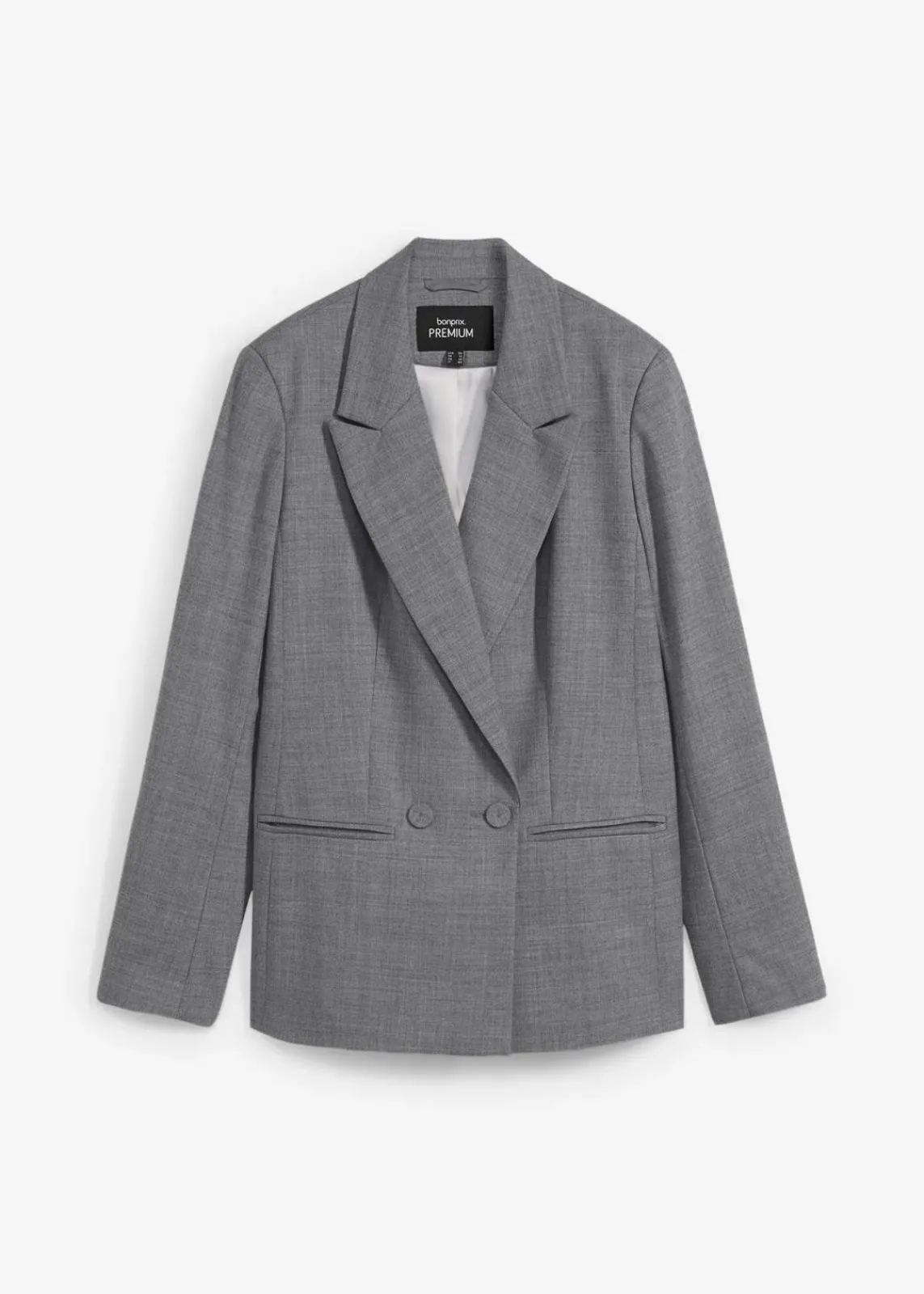 bonprix Bekleidung·Basics|Blazer^Doppelreihiger Wollblazer mittelgrau meliert