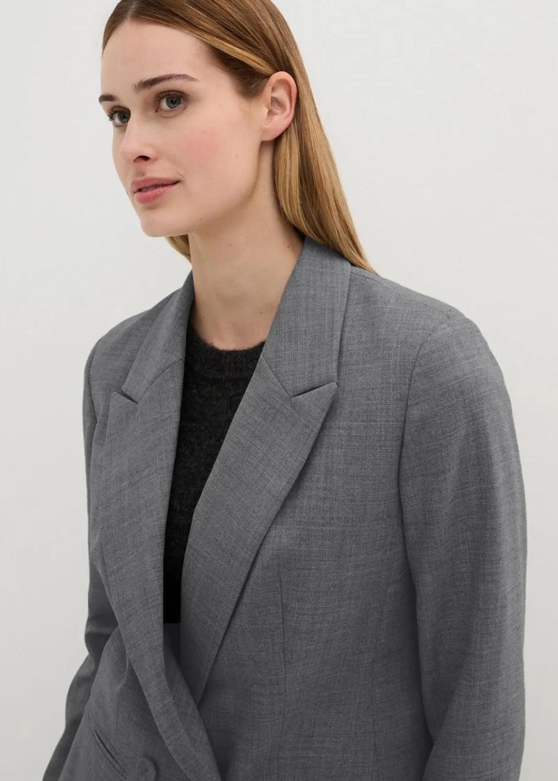 bonprix Bekleidung·Basics|Blazer^Doppelreihiger Wollblazer mittelgrau meliert
