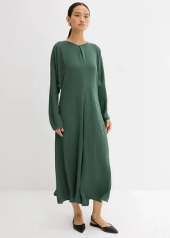 bonprix Bekleidung·Pullover & Strickjacken|Kleider^Drapiertes Midikleid schattengrün