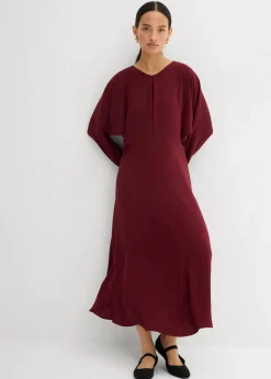 bonprix Kleider|Bekleidung·Pullover & Strickjacken^Drapiertes Midikleid ahornrot