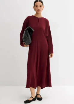bonprix Kleider|Bekleidung·Pullover & Strickjacken^Drapiertes Midikleid ahornrot
