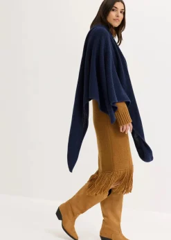 bonprix Nachhaltigere Materialien|Schuhe & Accessoires In Spezialgrößen·Tücher & Ponchos^Dreieckstuch aus reiner Baumwolle dunkelblau