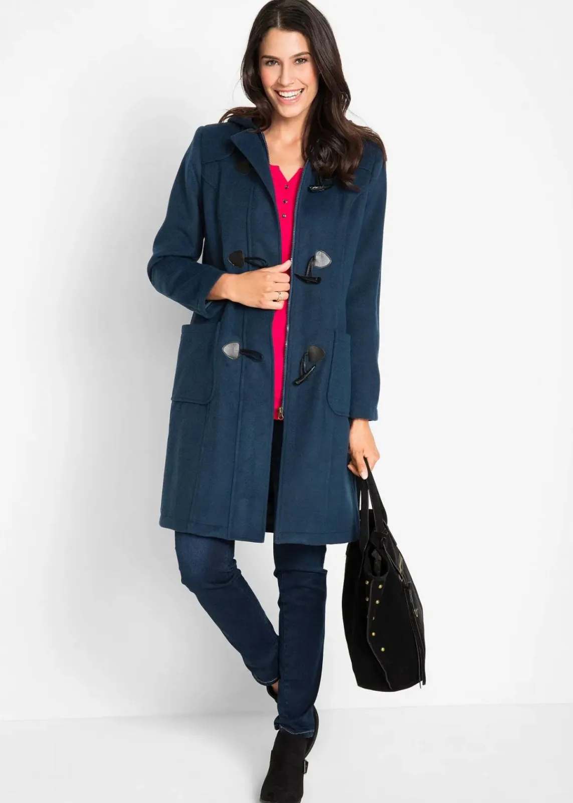 bonprix Jacken & Mäntel|Bekleidung·Hosen^Dufflecoat in Wolloptik dunkelblau