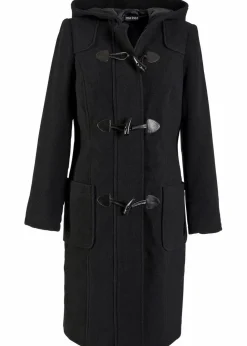 bonprix Bekleidung·Hosen|Jacken & Mäntel^Dufflecoat in Wolloptik schwarz