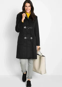 bonprix Bekleidung·Hosen|Jacken & Mäntel^Dufflecoat in Wolloptik schwarz
