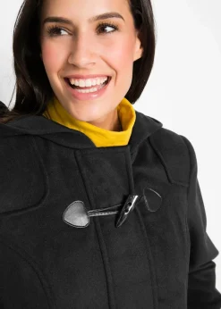 bonprix Bekleidung·Hosen|Jacken & Mäntel^Dufflecoat in Wolloptik schwarz