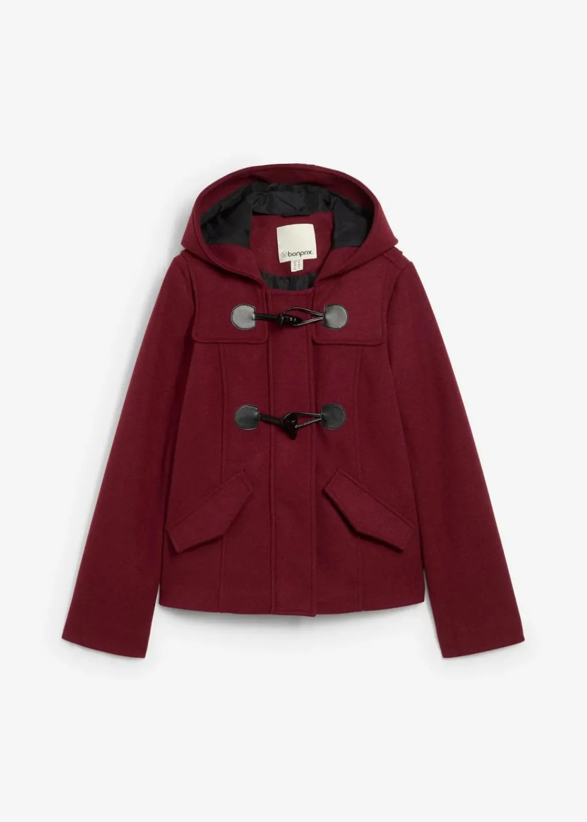 bonprix Jacken & Mäntel|Bekleidung·Hosen^Duffle-Jacke, Wollimitat dunkelbeere