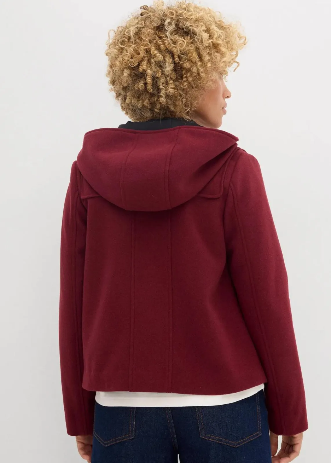 bonprix Jacken & Mäntel|Bekleidung·Hosen^Duffle-Jacke, Wollimitat dunkelbeere