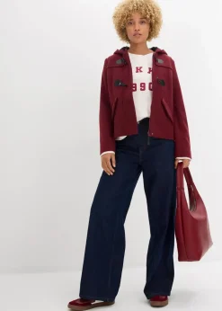 bonprix Jacken & Mäntel|Bekleidung·Hosen^Duffle-Jacke, Wollimitat dunkelbeere