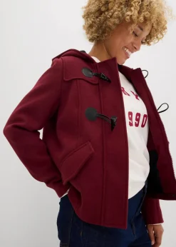 bonprix Jacken & Mäntel|Bekleidung·Hosen^Duffle-Jacke, Wollimitat dunkelbeere