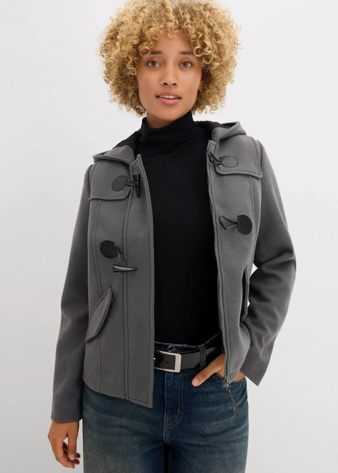 bonprix Bekleidung·Hosen|Jacken & Mäntel^Duffle-Jacke, Wollimitat anthrazit