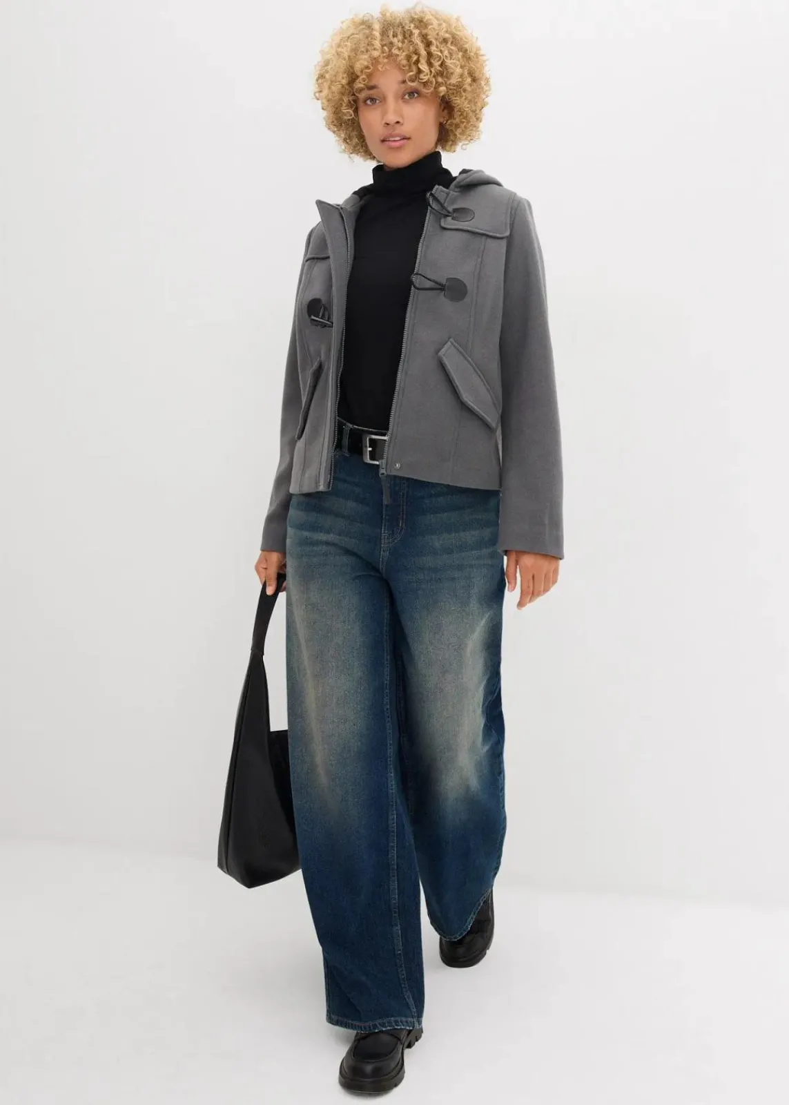 bonprix Bekleidung·Hosen|Jacken & Mäntel^Duffle-Jacke, Wollimitat anthrazit