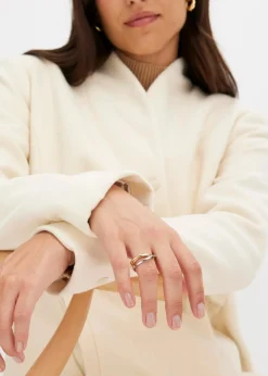 bonprix Schmuck|Schuhe & Accessoires In Spezialgrößen·Schmuck^Edelstahl-Wickelring Tricolor silberfarben rhodiniert/rosévergoldet/vergoldet