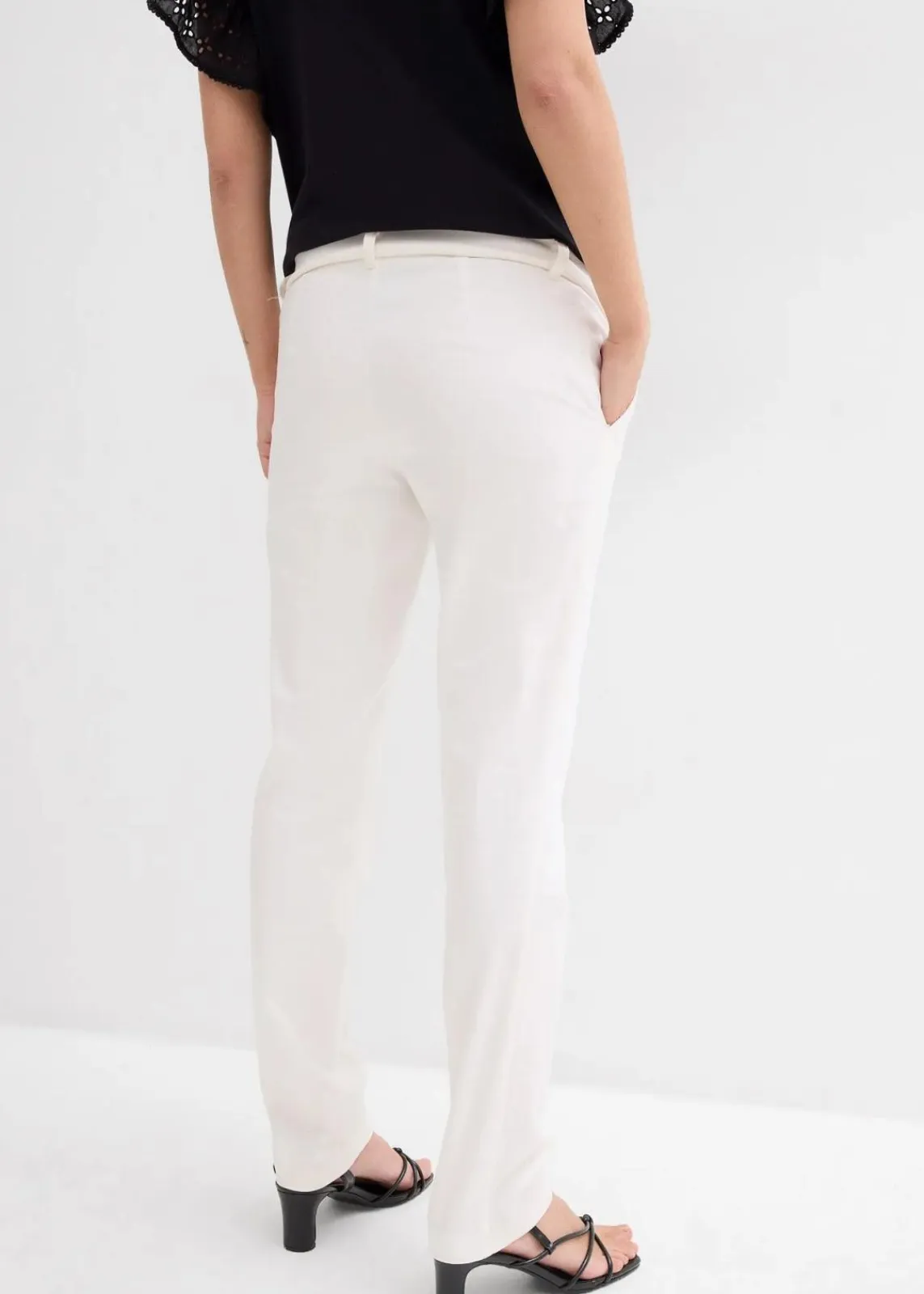 bonprix Bekleidung·Blazer|Umstandsmode^Elegante Umstandshose mit geradem Bein aus hautfreundlichem Baumwoll-Mix wollweiß