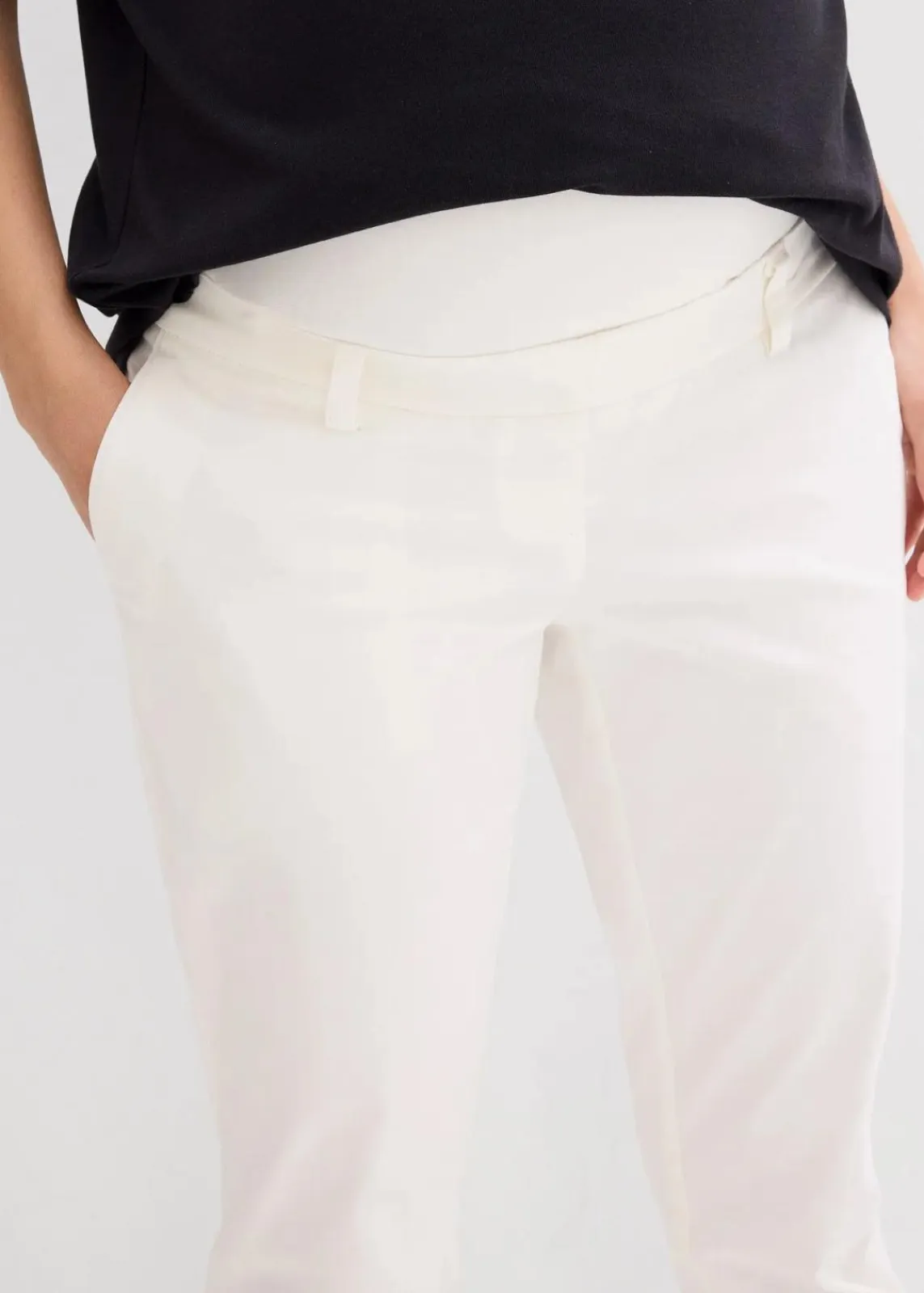 bonprix Bekleidung·Blazer|Umstandsmode^Elegante Umstandshose mit geradem Bein aus hautfreundlichem Baumwoll-Mix wollweiß