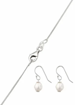 elli Schmuck|Schuhe & Accessoires In Spezialgrößen·Schmuck^Kette & Ohrringe aus 925er Sterling Silber (3-tlg. Schmuckset) silberfarben rhodiniert