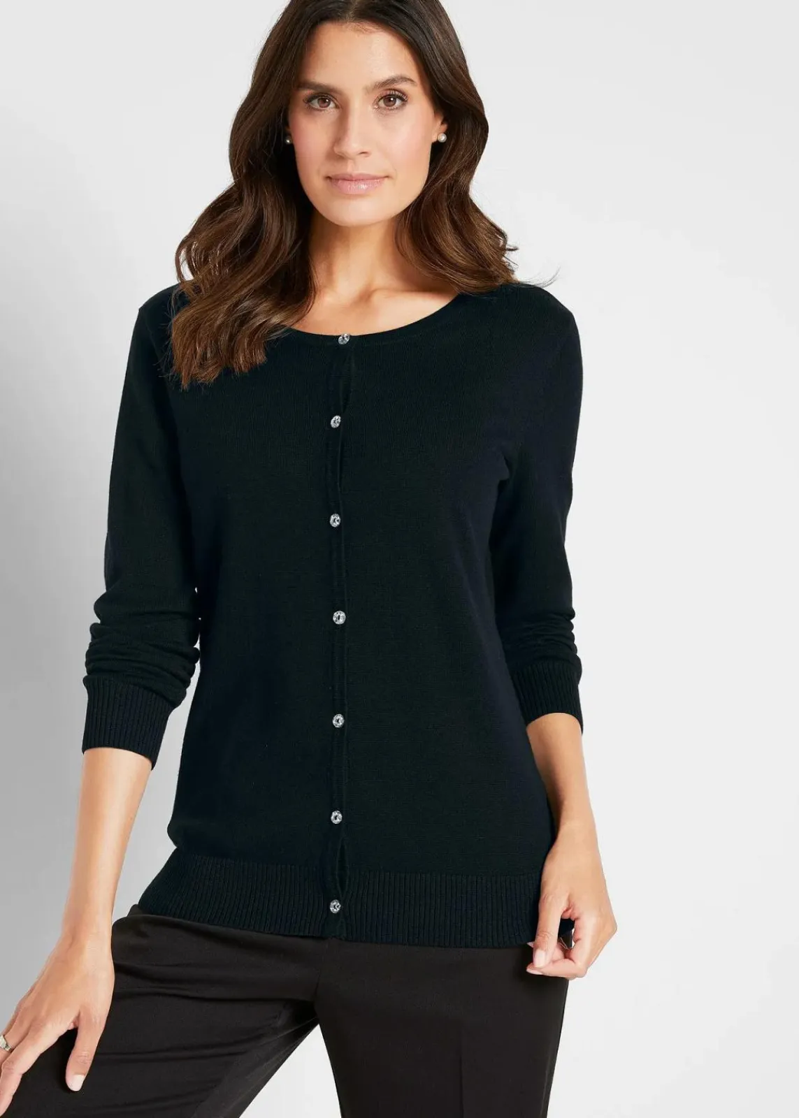 bonprix Pullover & Strickjacken|Basics^Enge Feinstrickjacke schwarz