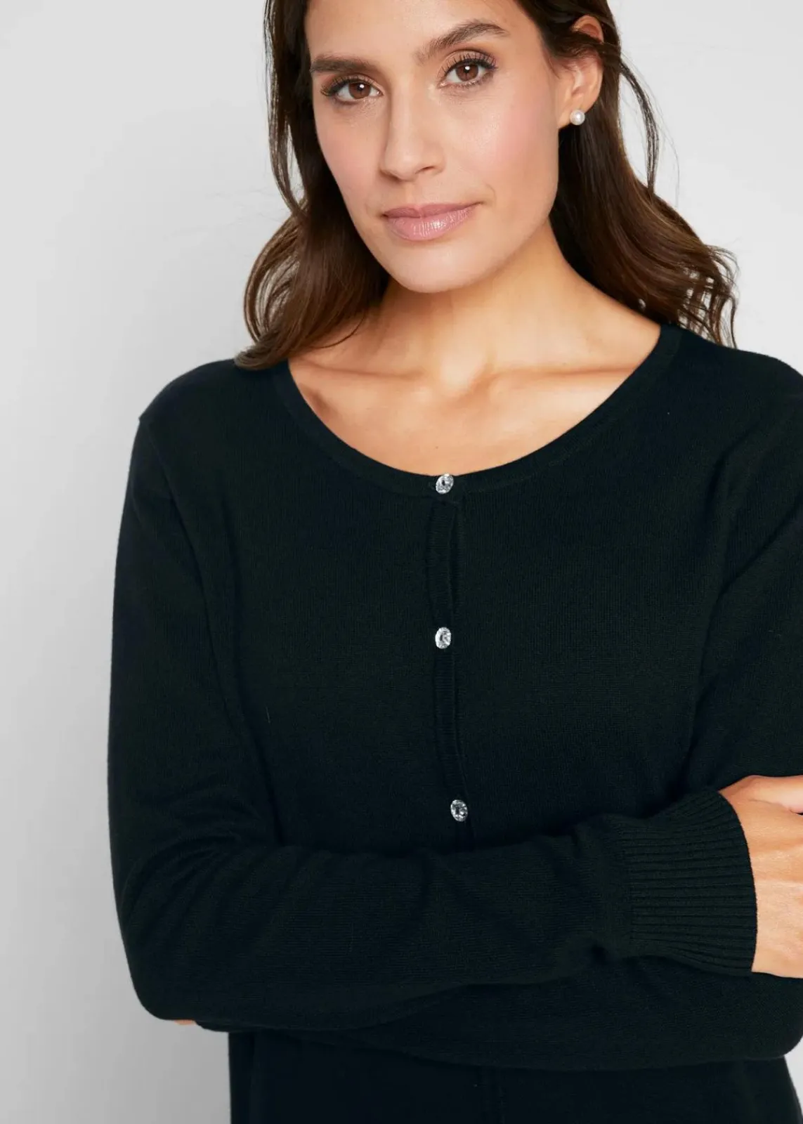 bonprix Pullover & Strickjacken|Basics^Enge Feinstrickjacke schwarz