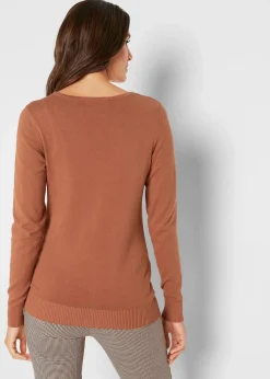 bonprix Pullover & Strickjacken|Basics^Enge Feinstrickjacke kastanienbraun