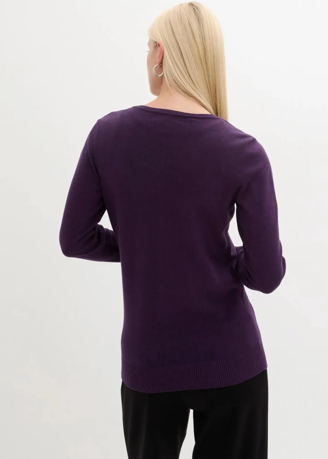 bonprix Bekleidung·Umstandsmode|Strickmode^Enge Feinstrickjacke dunkellila
